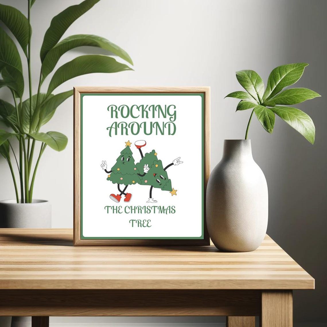 Rocking Around The Christmas Tree Retro Dancing Trees Holiday Poster - Image 2