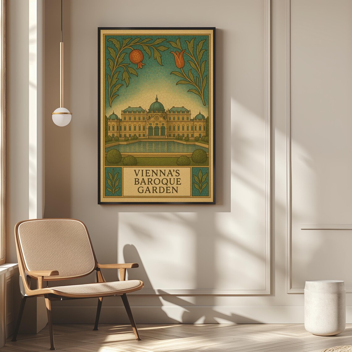 Vienna Baroque Garden Palace William Morris Style Europe Travel Poster