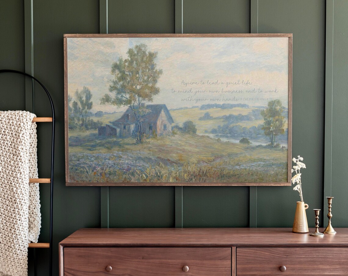 Large Scripture Wall Art, Vintage Barn Scene Art Print
