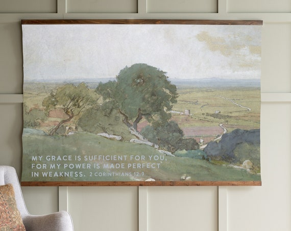 Extra Large Vintage Scripture Wall Art My Grace Is Sufficient For You 2 Corinthians 129 Vintage Scripture Art 402