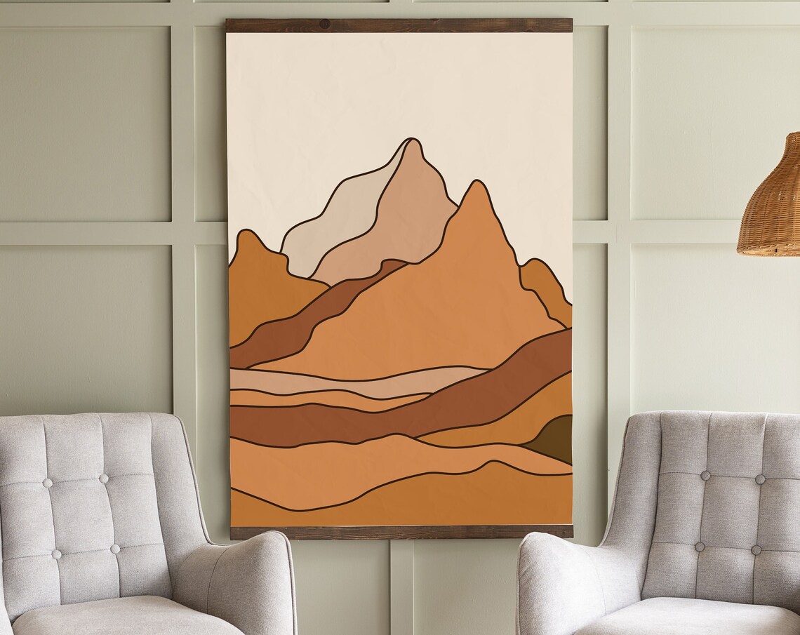 Boho Abstract Mountain Art Print, Desert Landscape - Image 2