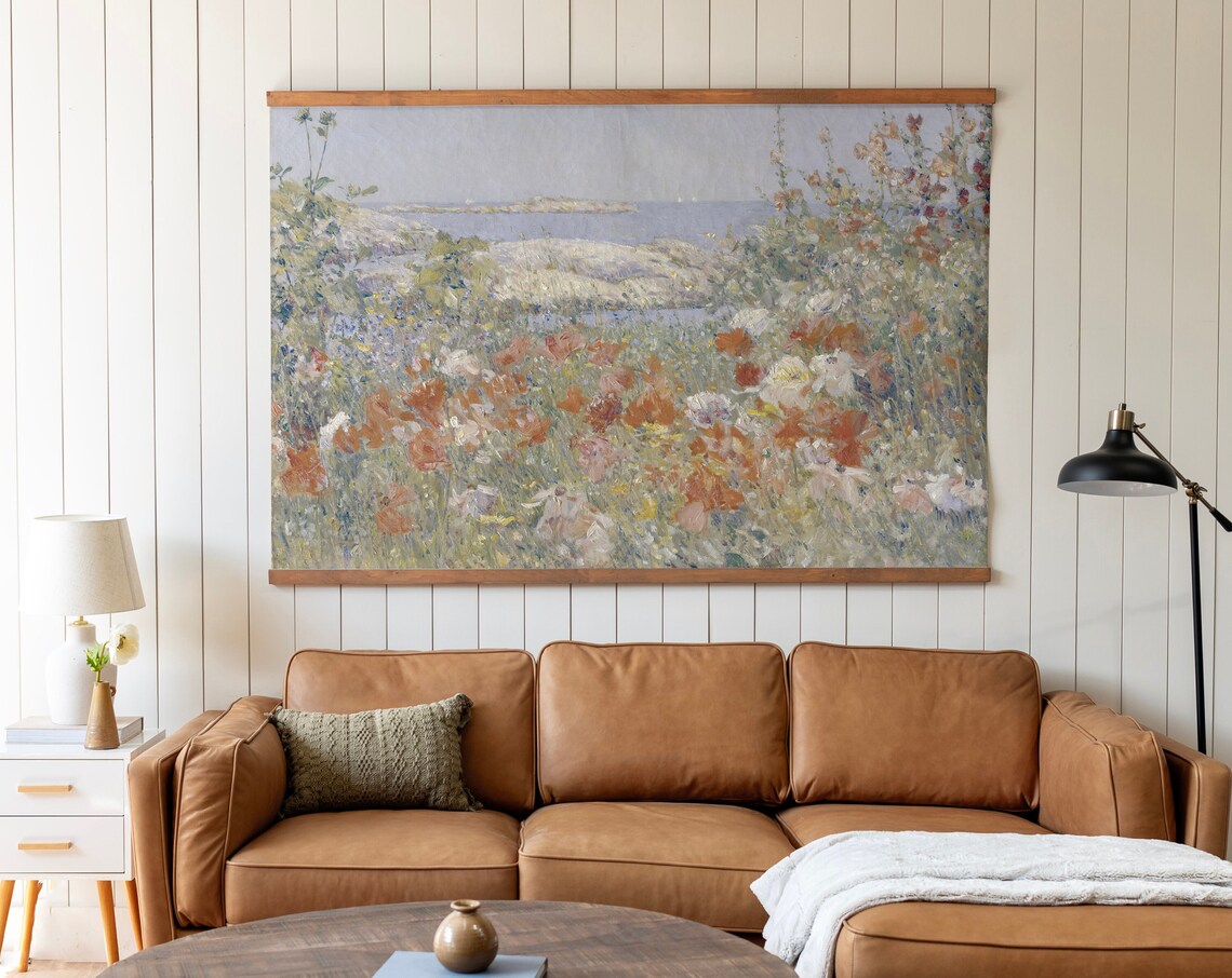 Flowers By The Sea, Vintage Oil Painting Art Print - Image 3