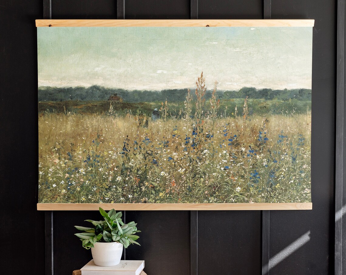 Golden Wildflower Meadow Vintage Oil Painting Floral Field Poster - Image 2