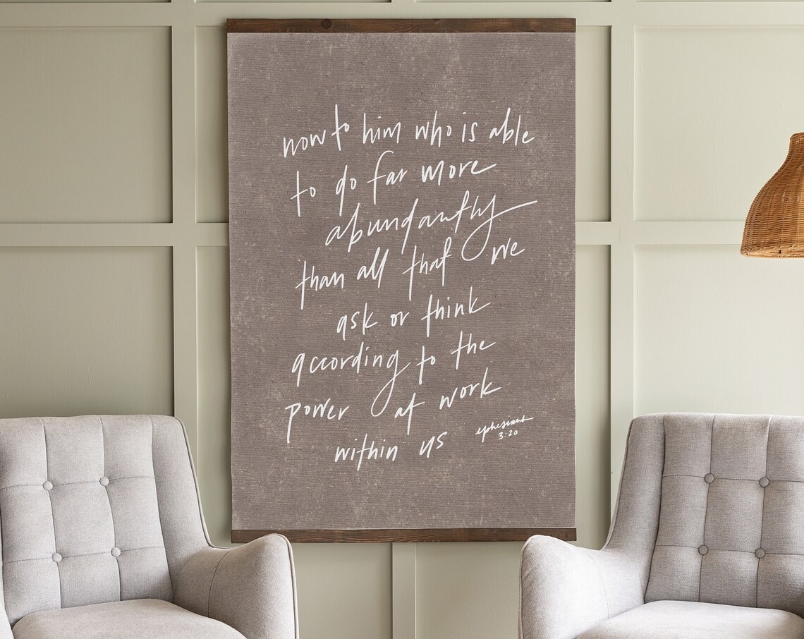 Ephesians 3:20 Hand Lettered Scripture Farmhouse Typography Christian Wall Art - Image 2
