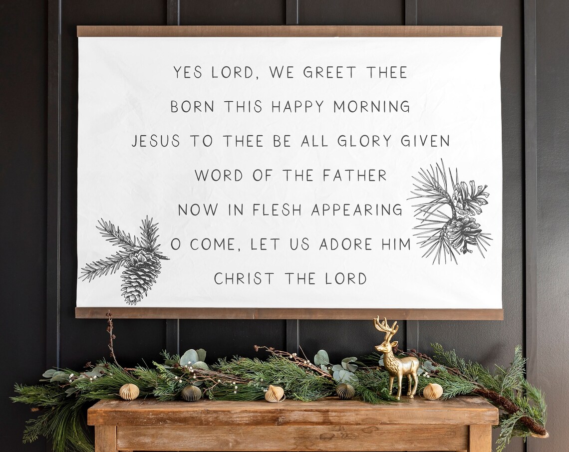 O Come Let Us Adore Him Christ The Lord Hymn Lyrics Christmas Wall Art