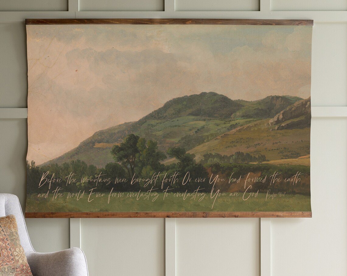 Christian Wall Art, Vintage Mountain Scripture Sign - Image 3