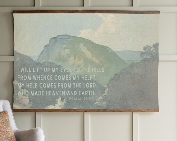 Psalm 121 Vintage Scripture Print, Christian Wall Art