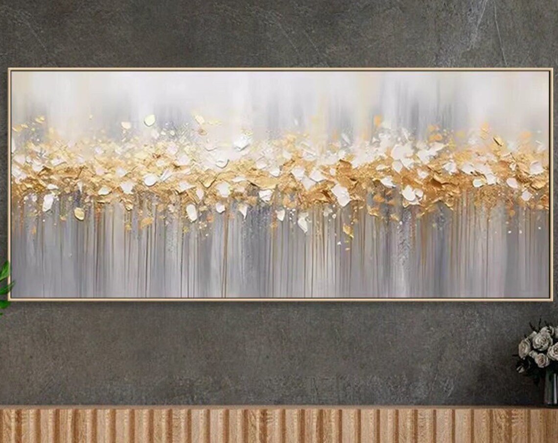 Gold Abstract Painting, Boho Modern Art Print
