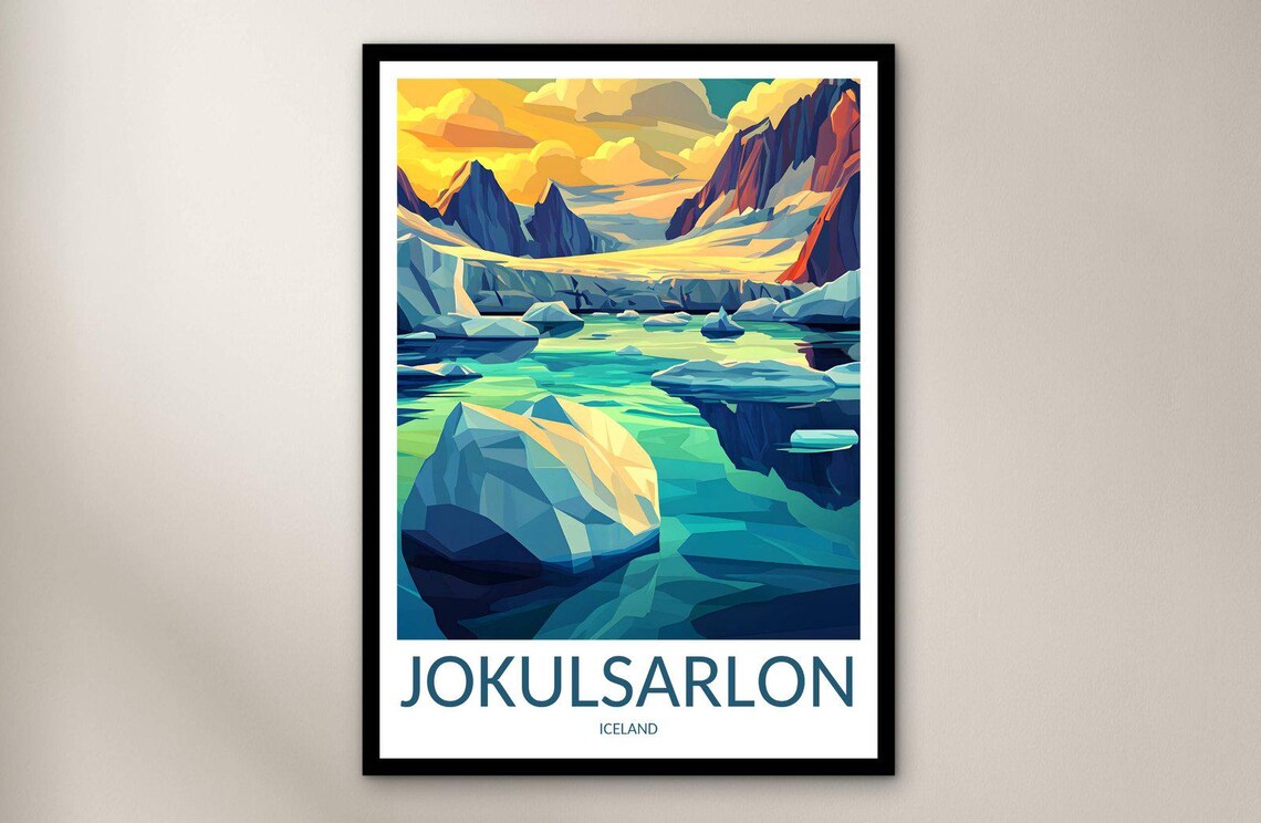 Jokulsarlon Iceland Glacier Lagoon Icebergs Geometric Art Poster