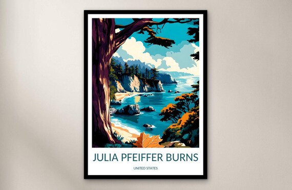Julia Pfeiffer Burns State Park Big Sur Coast California Travel Poster