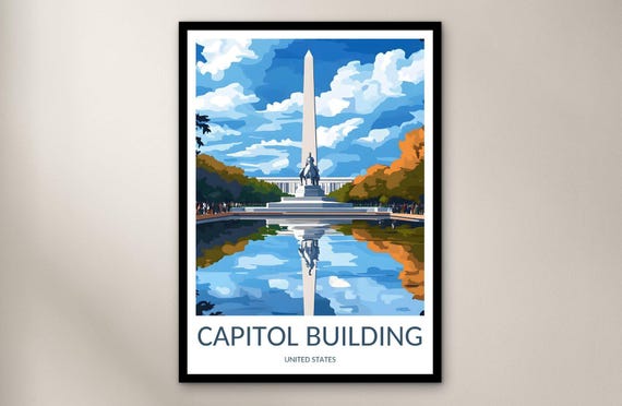 Ulysses S Grant Memorial Travel Poster Wall Art Print United States Home Decor Gift North America Illustration