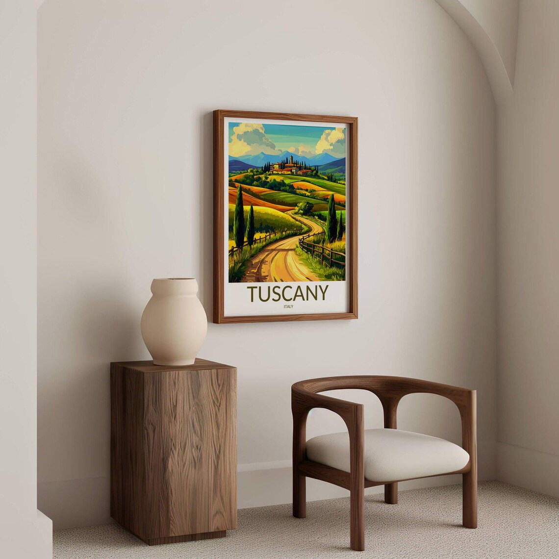 Tuscany Italy Rolling Hills Cypress Road Vintage Travel Poster - Image 2