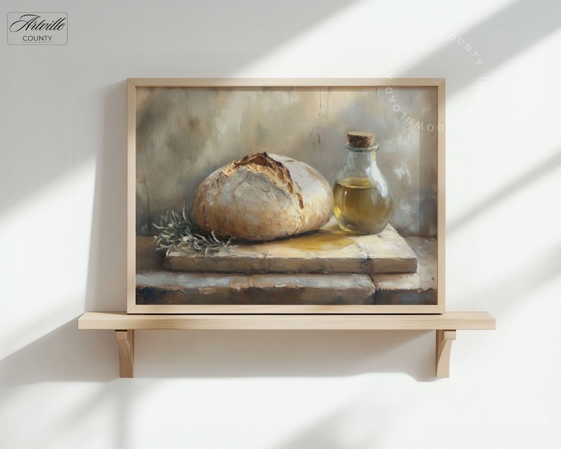 Farmhouse Bread Still Life Art Print, Cottagecore - Image 3