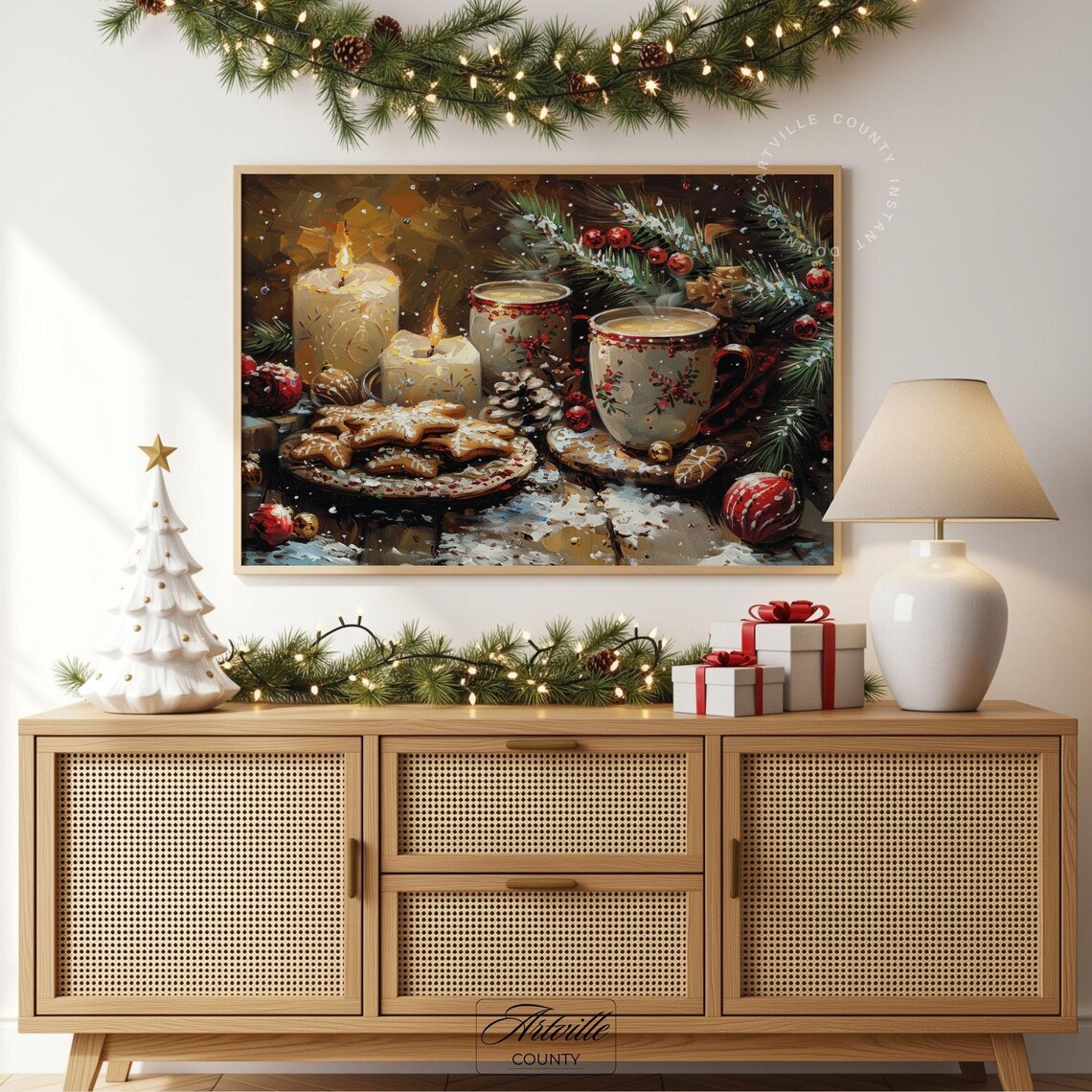 Christmas Cookies Art Print, Festive Still Life