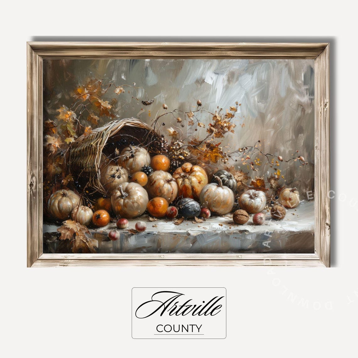 Autumn Cornucopia Harvest Still Life Oil Painting Style Poster - Image 2