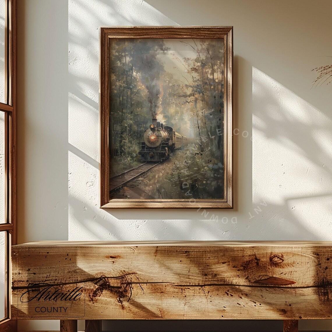 Vintage Steam Train Art, Countryside Sunset Print - Image 3