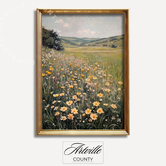 Countryside Meadow Wildflower Spring Bloom Scenic Landscape Poster
