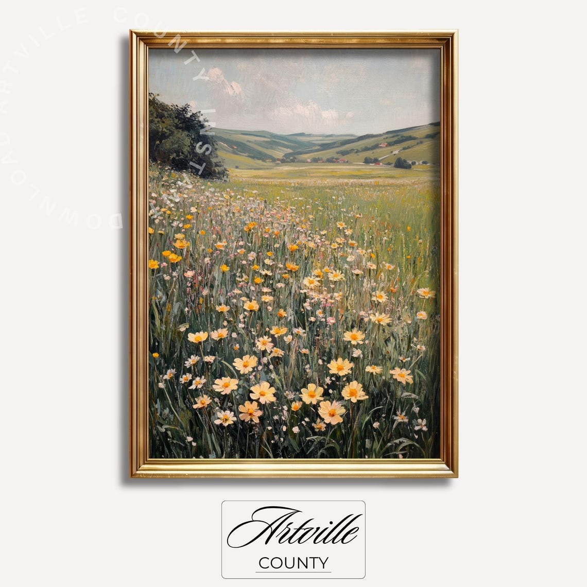 Countryside Meadow Wildflower Spring Bloom Scenic Landscape Poster
