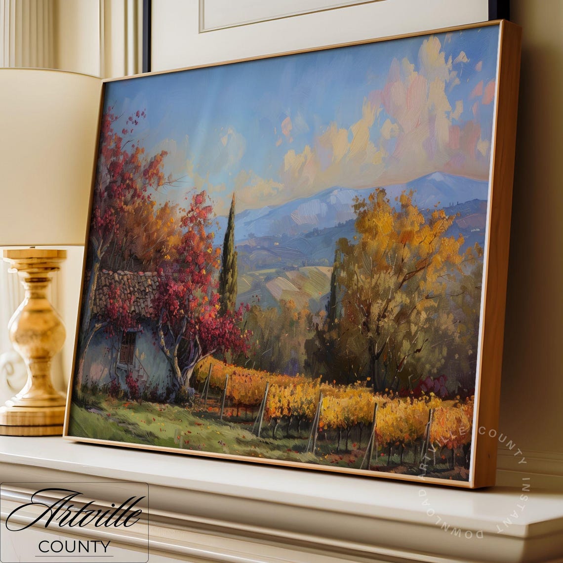 Red Autumn Forest Landscape Artwork Warm Fall Bedroom Decor Poster - Image 7