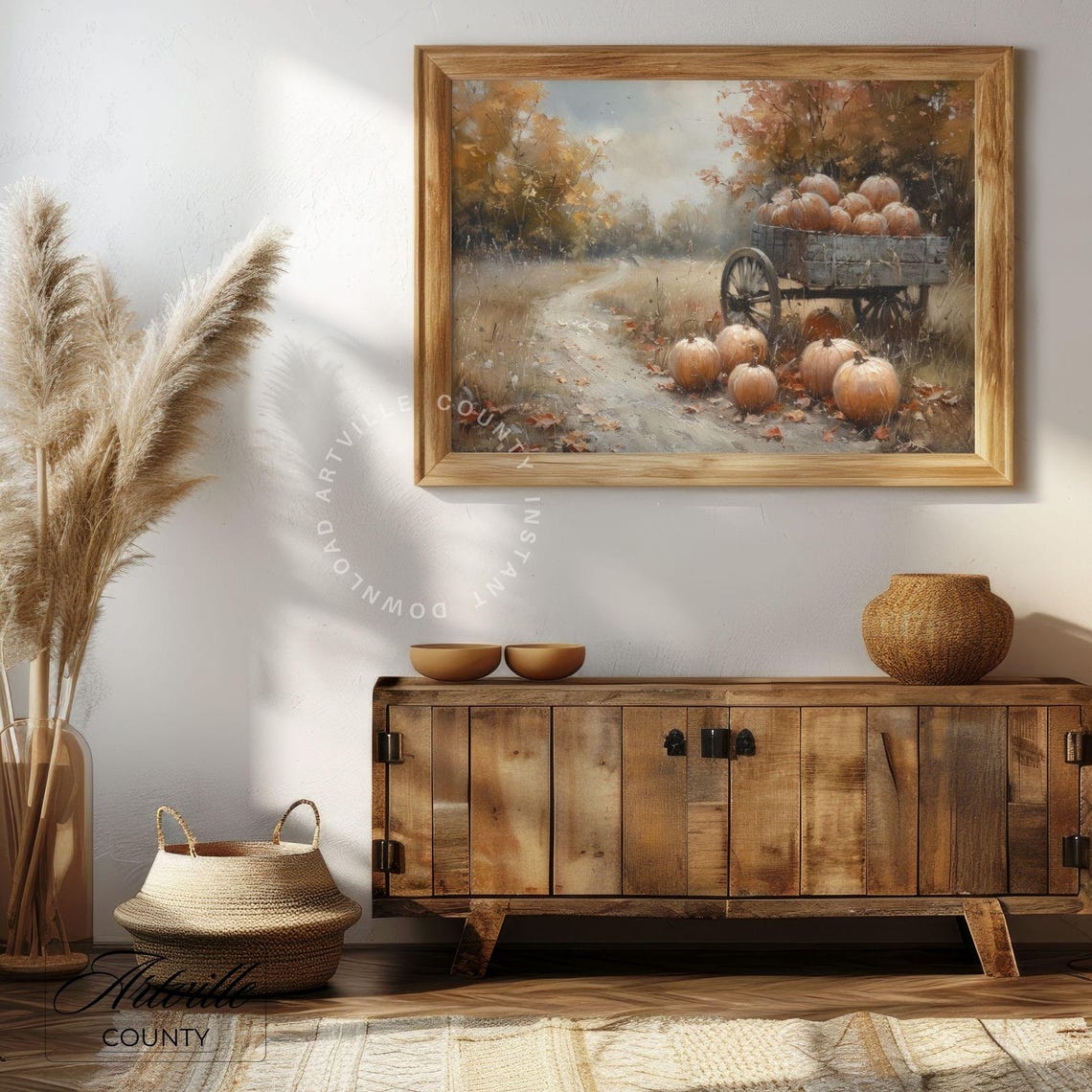 Wooden Wagon Overflowing with Pumpkins Autumn Harvest Poster - Image 5