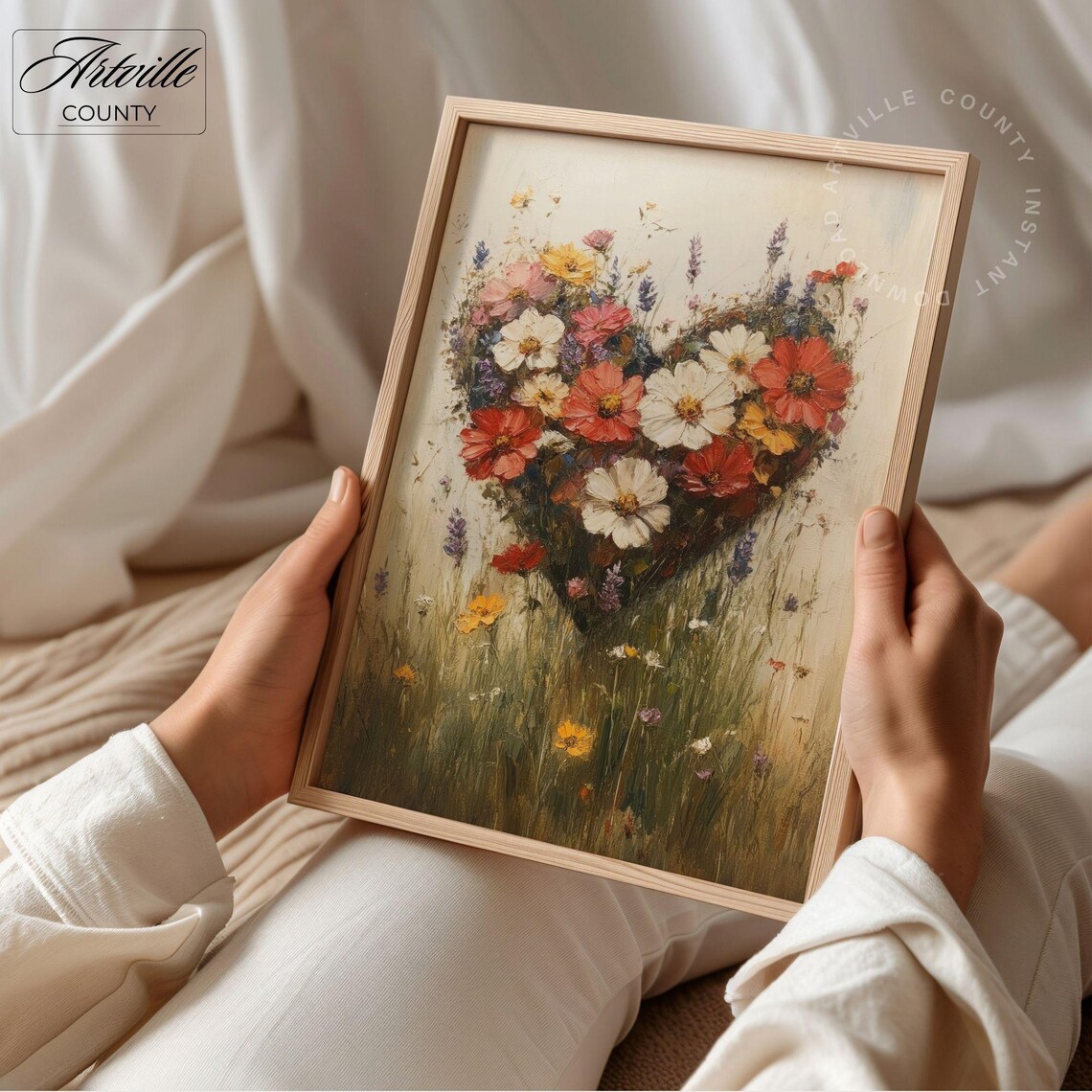 Wildflower Heart Meadow Vintage Floral Love Bloom Painting Poster - Image 4