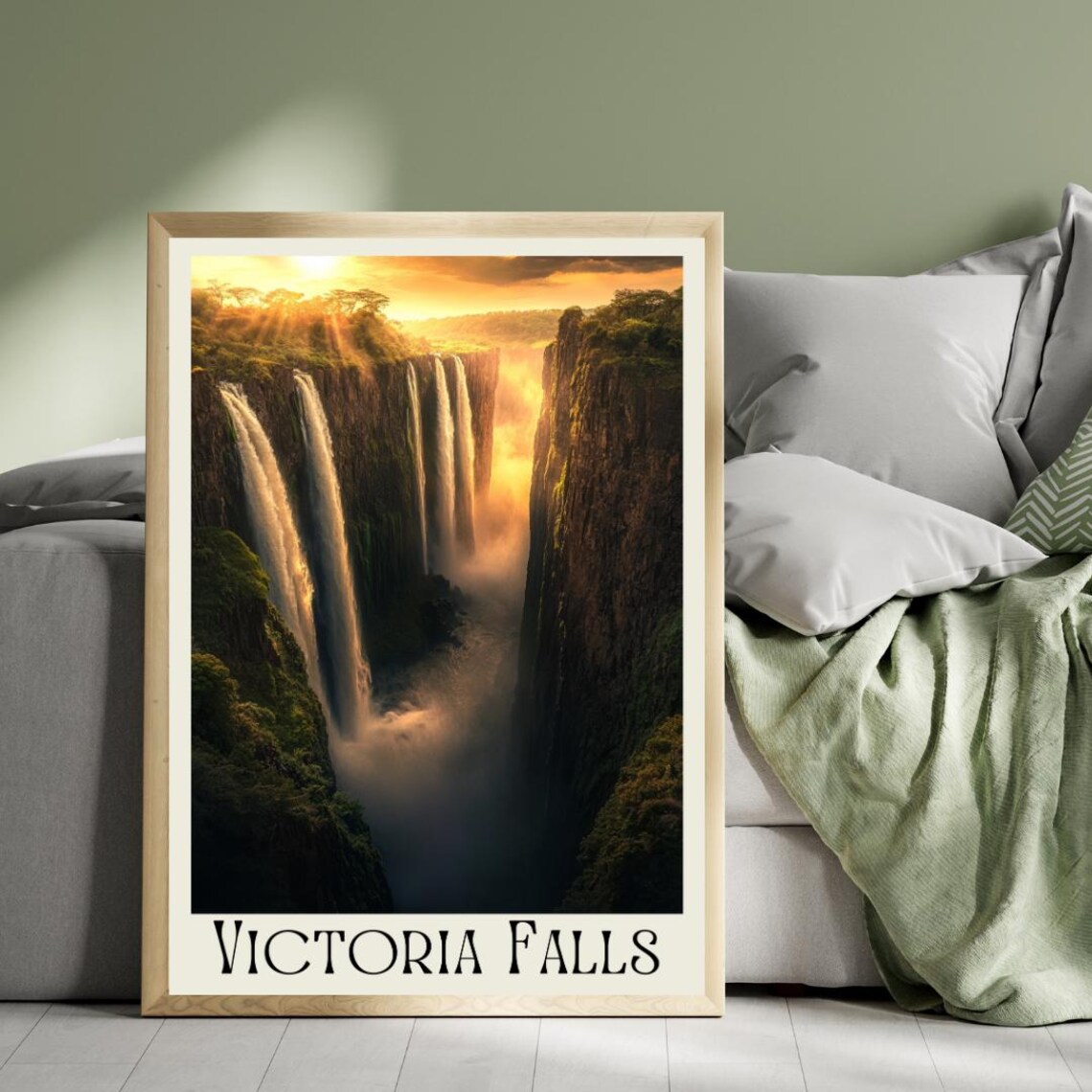 Victoria Falls Poster with Sunset Gorge and Misty Waterfalls