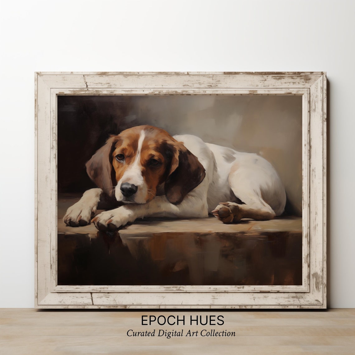 Beagle Puppy Resting Head on Paws Soft Vintage Dog Portrait Poster - Image 3
