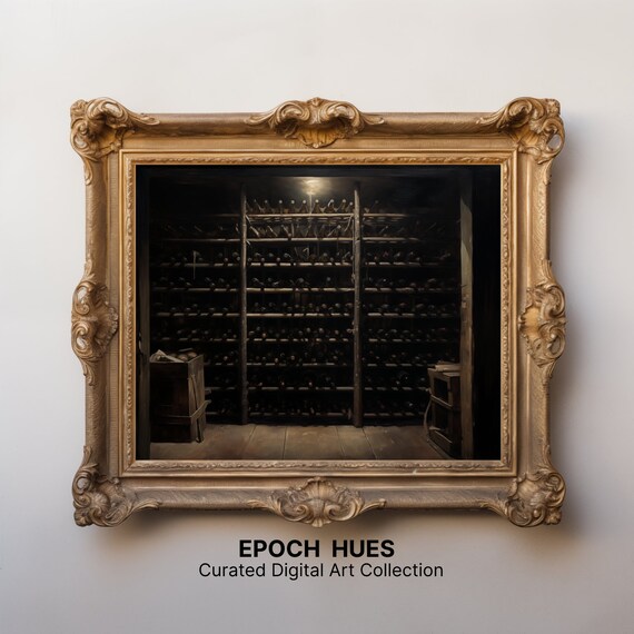 Vintage Wine Cellar Rows of Bottles Moody Rustic Bar Decor Poster