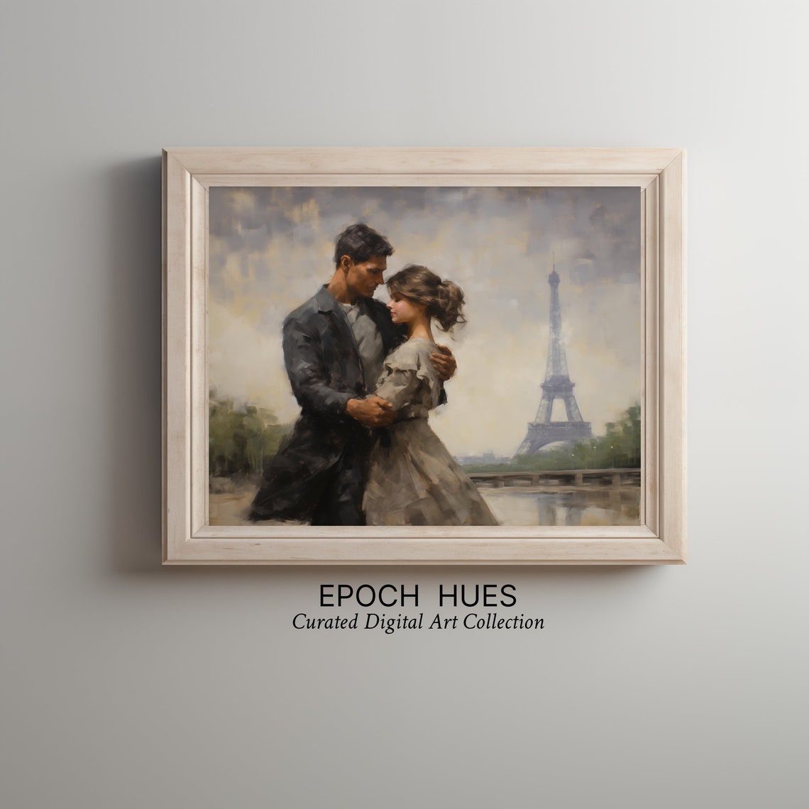 Couple Dancing in Paris With Eiffel Tower Romantic Art Poster - Image 2