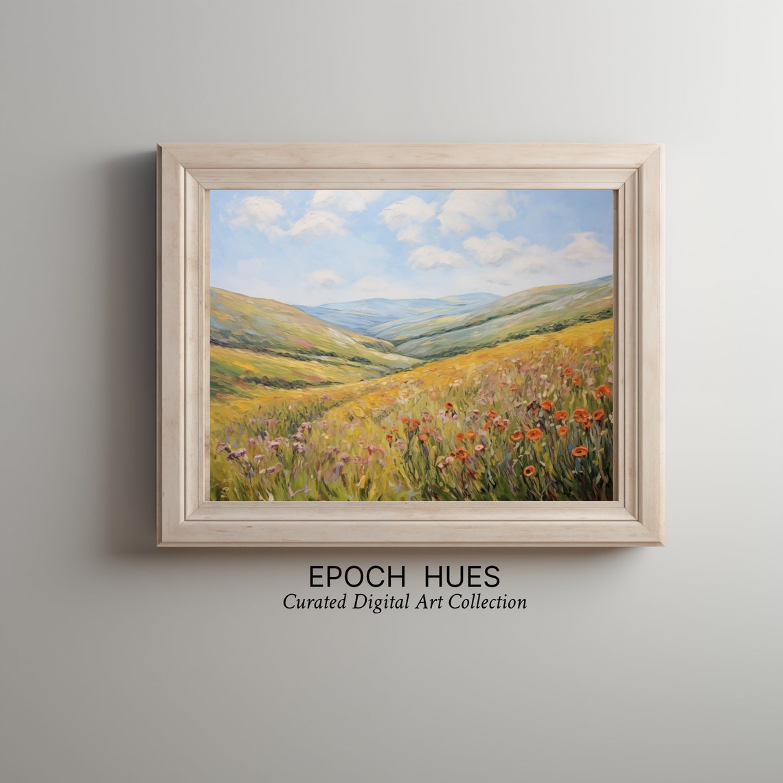 Wildflower Meadow Hillside Poppies Impressionist Spring Poster