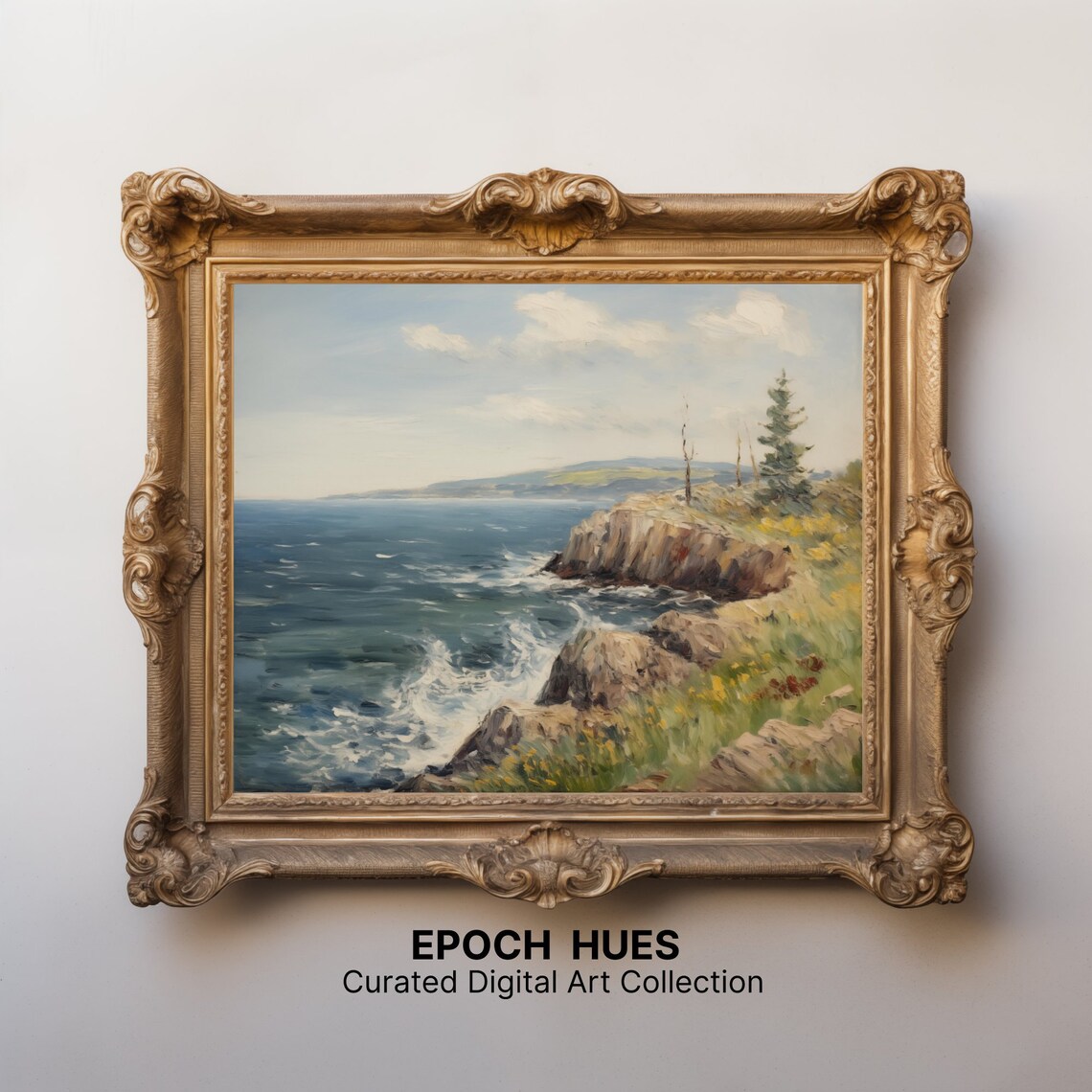 Coastal Landscape Painting, Ocean Cliffs Artwork - Image 2