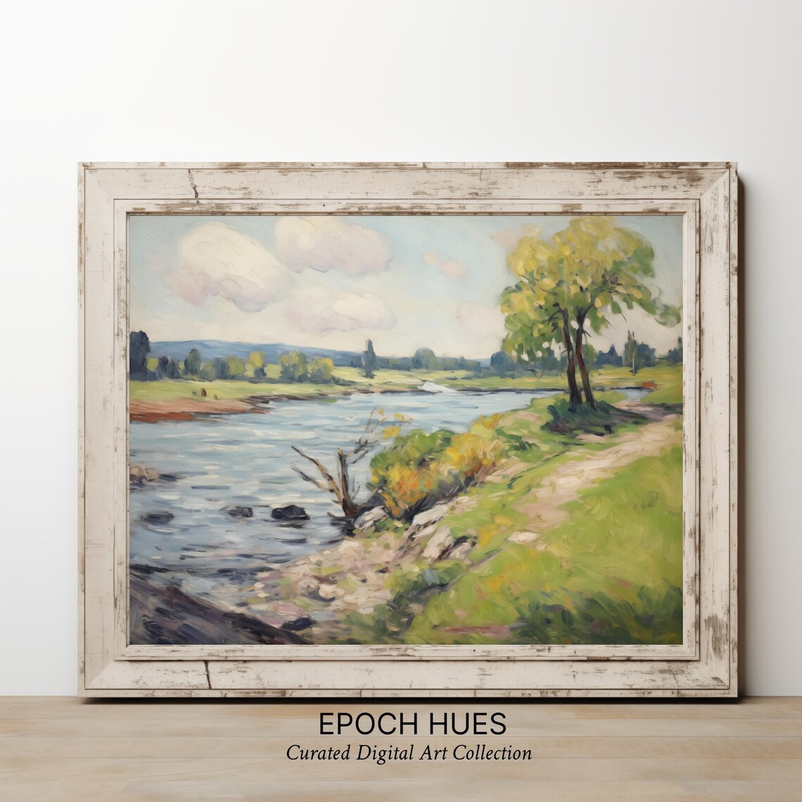 Impressionist River and Trees Art Print, Scenic Landscape - Image 3