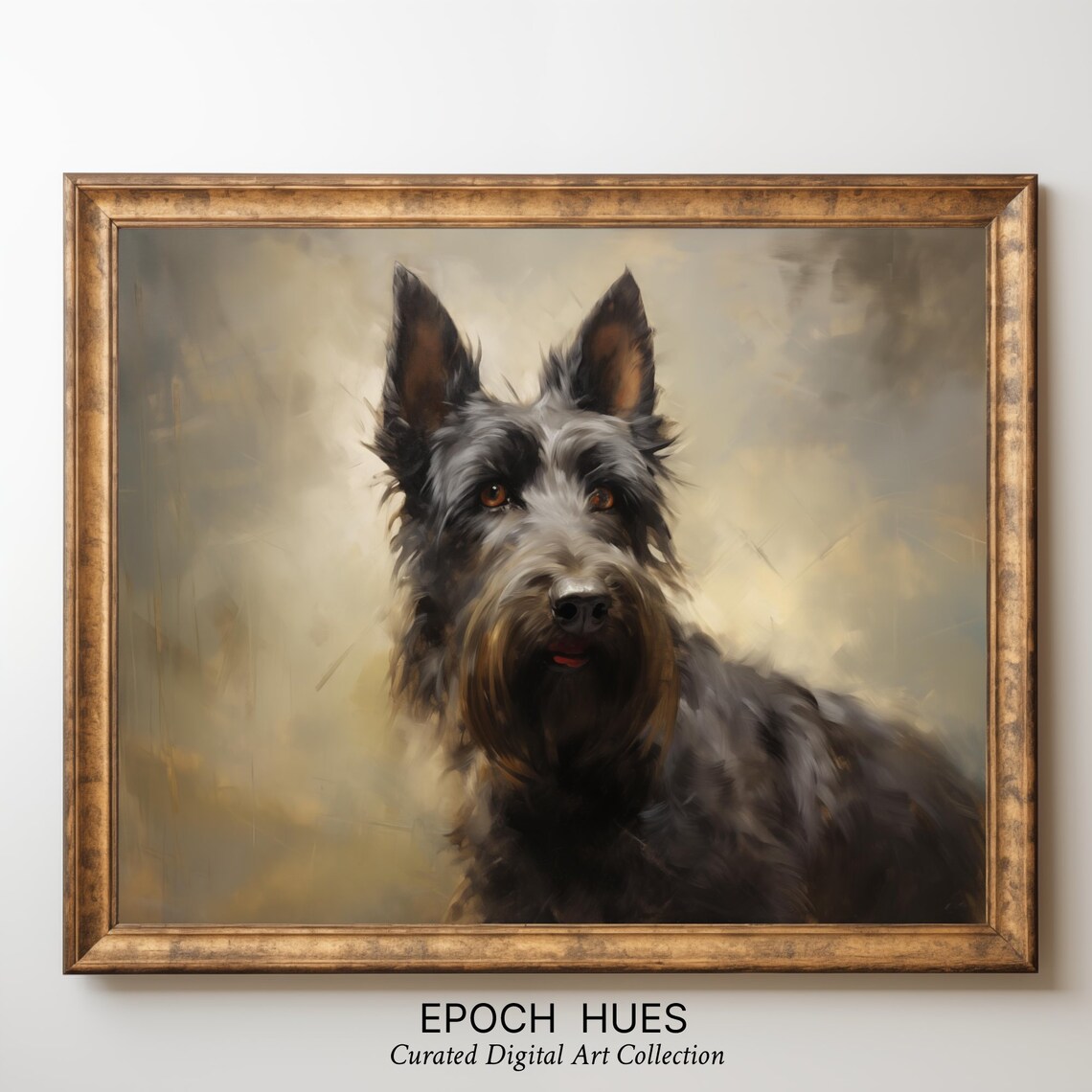 Scottish Terrier Portrait Dark Bearded Dog Oil Painting Poster - Image 3