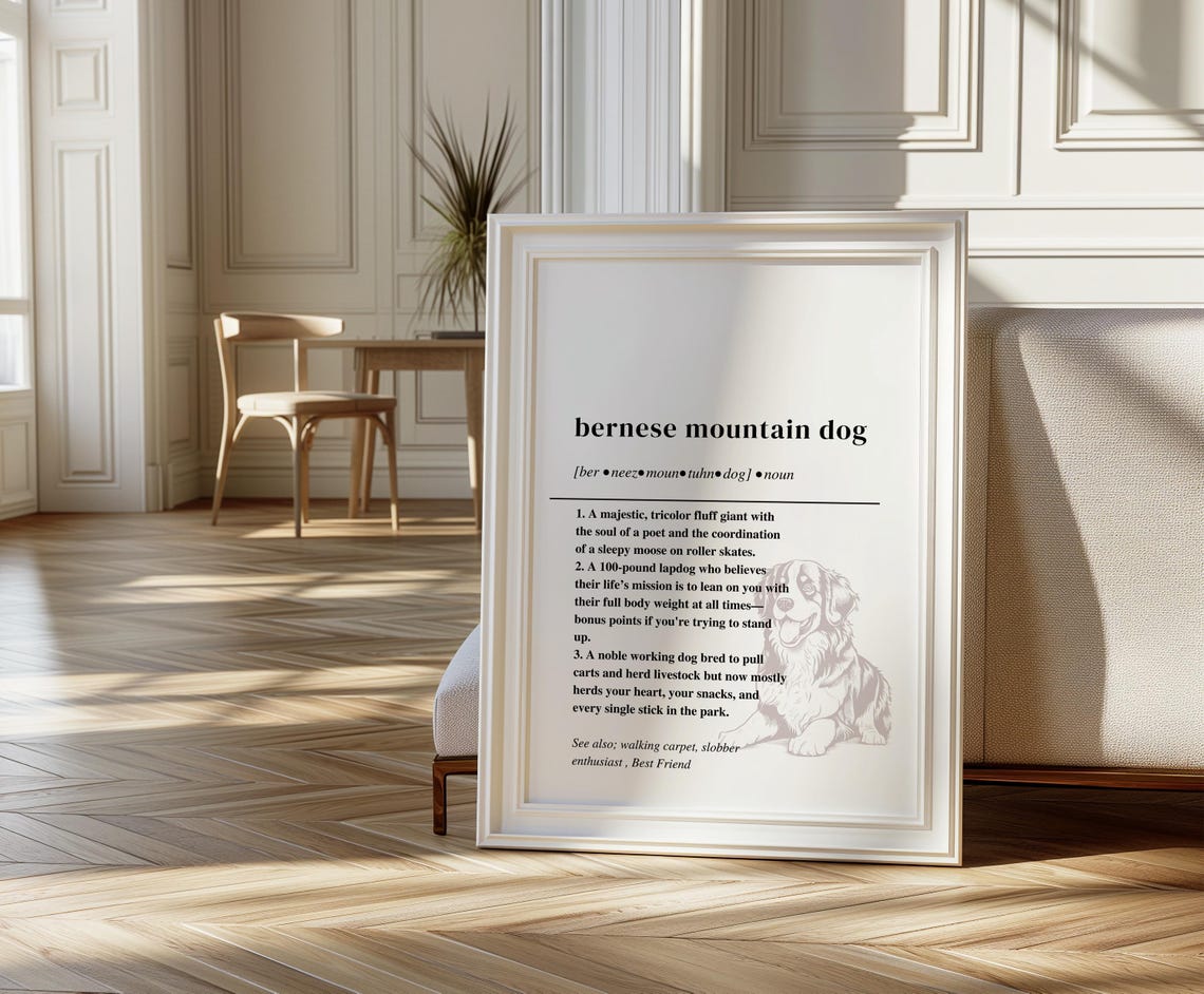 Bernese Mountain Dog Definition Funny Dictionary Breed Poster