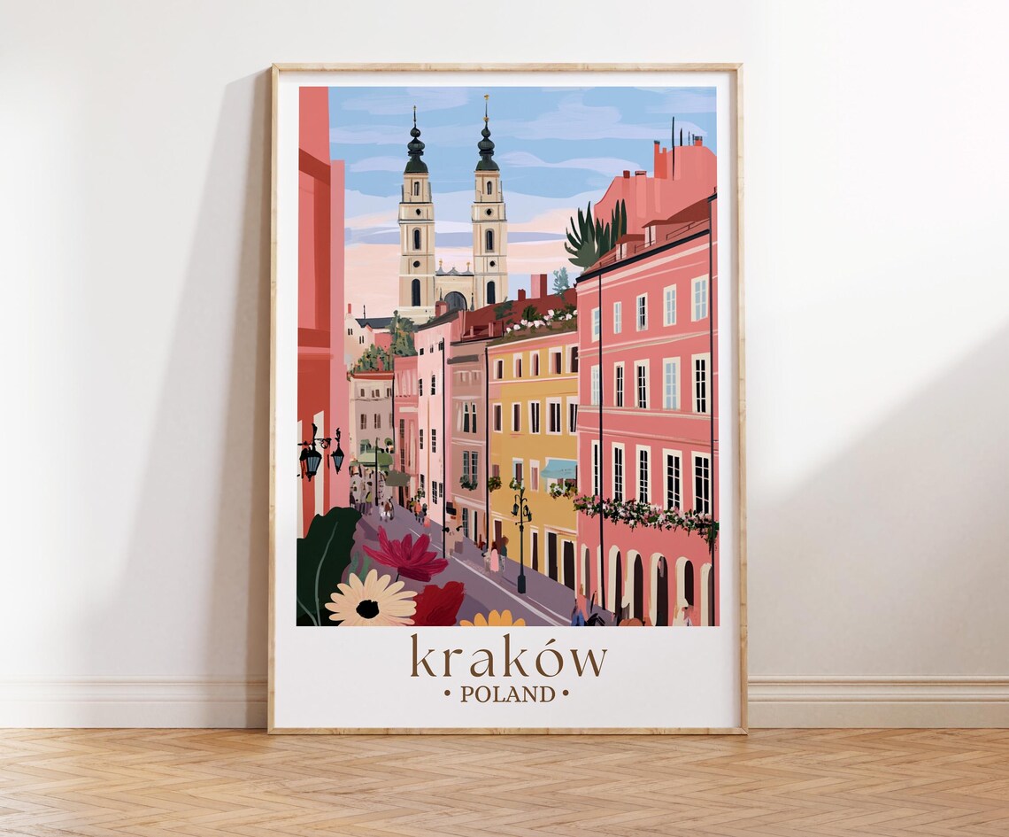 Krakow Travel Print Poland Krakow Poster Poland Poster Custom Travel Print Poland Print Poland Krakow Wall Art Polish Print