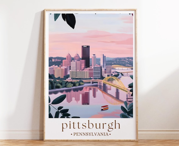 Pittsburgh Pennsylvania City Skyline River Bridges Sunset Poster
