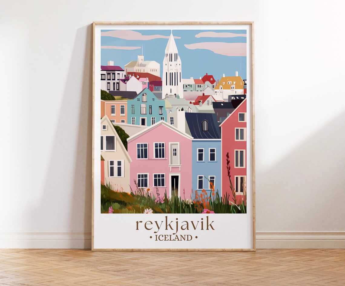 Reykjavik Travel Poster, Iceland Europe Wall Art