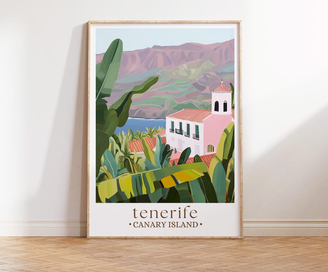 Tenerife Canary Islands Travel Poster Spain Coastal Wall Art Canary Island Art European Travel Decor Island Getaway Gift Tenerife Art