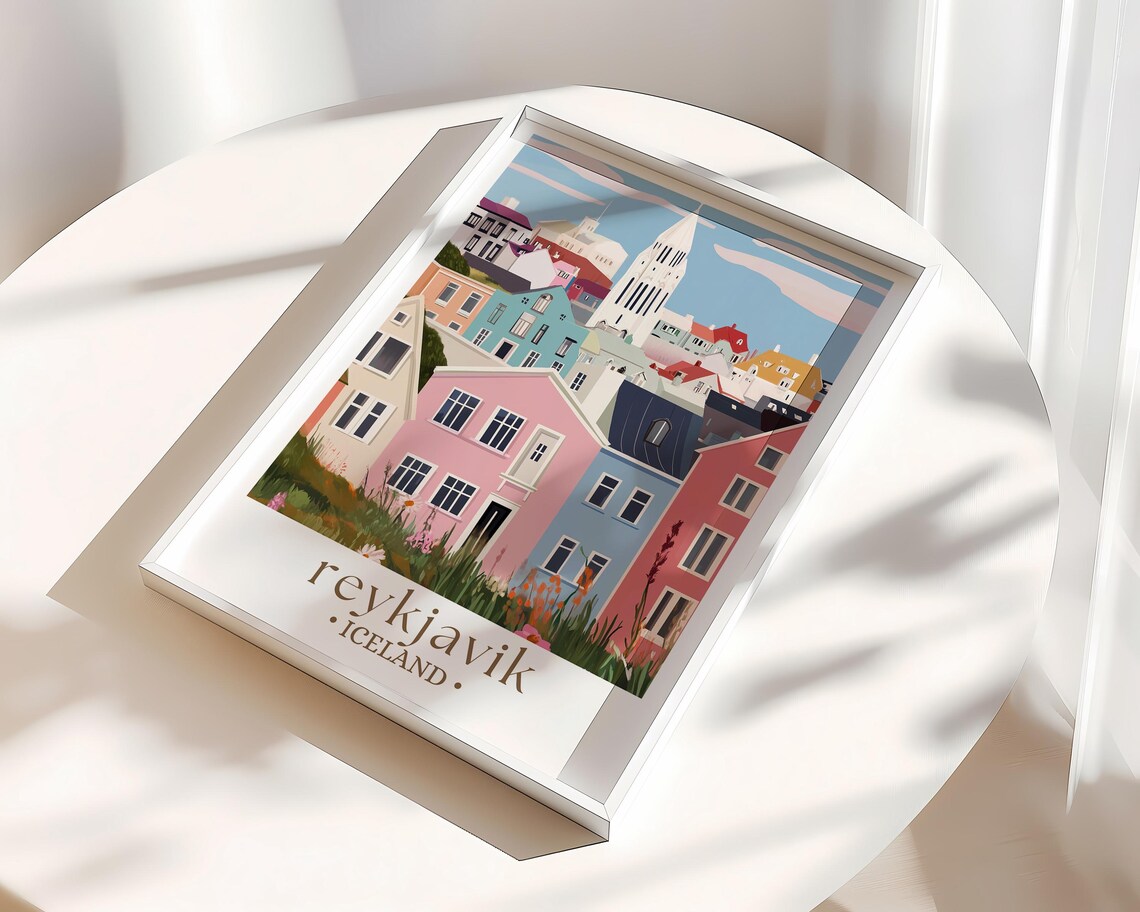 Reykjavik Travel Poster, Iceland Europe Wall Art - Image 3