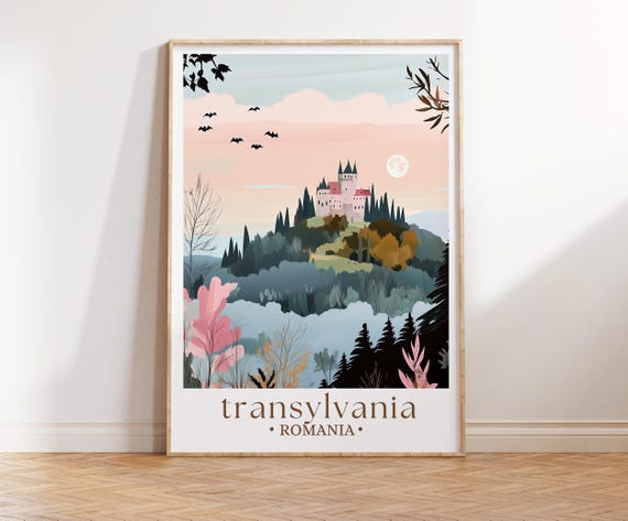 Transylvania Travel Print Romania Wall Art Dracula Castle Poster Romania Village Wall Art