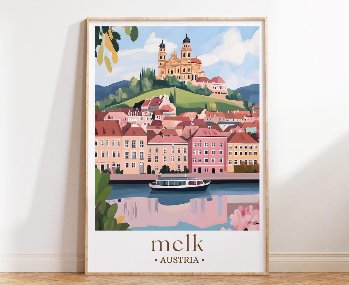 Melk Austria Baroque Hilltop Abbey Danube Riverside Old Town Poster