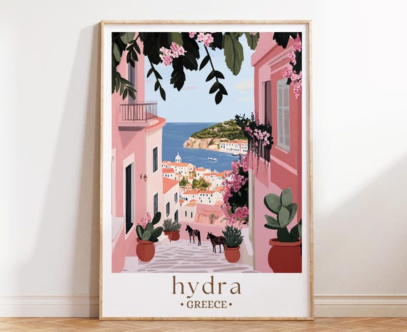 Hydra Greece Seaside Town Travel Poster