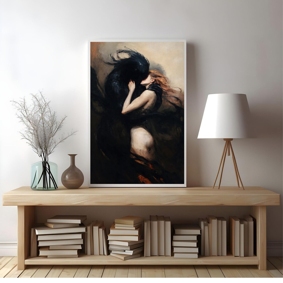 Dark Fantasy Mystical Demon And Maiden Art Print - Image 2