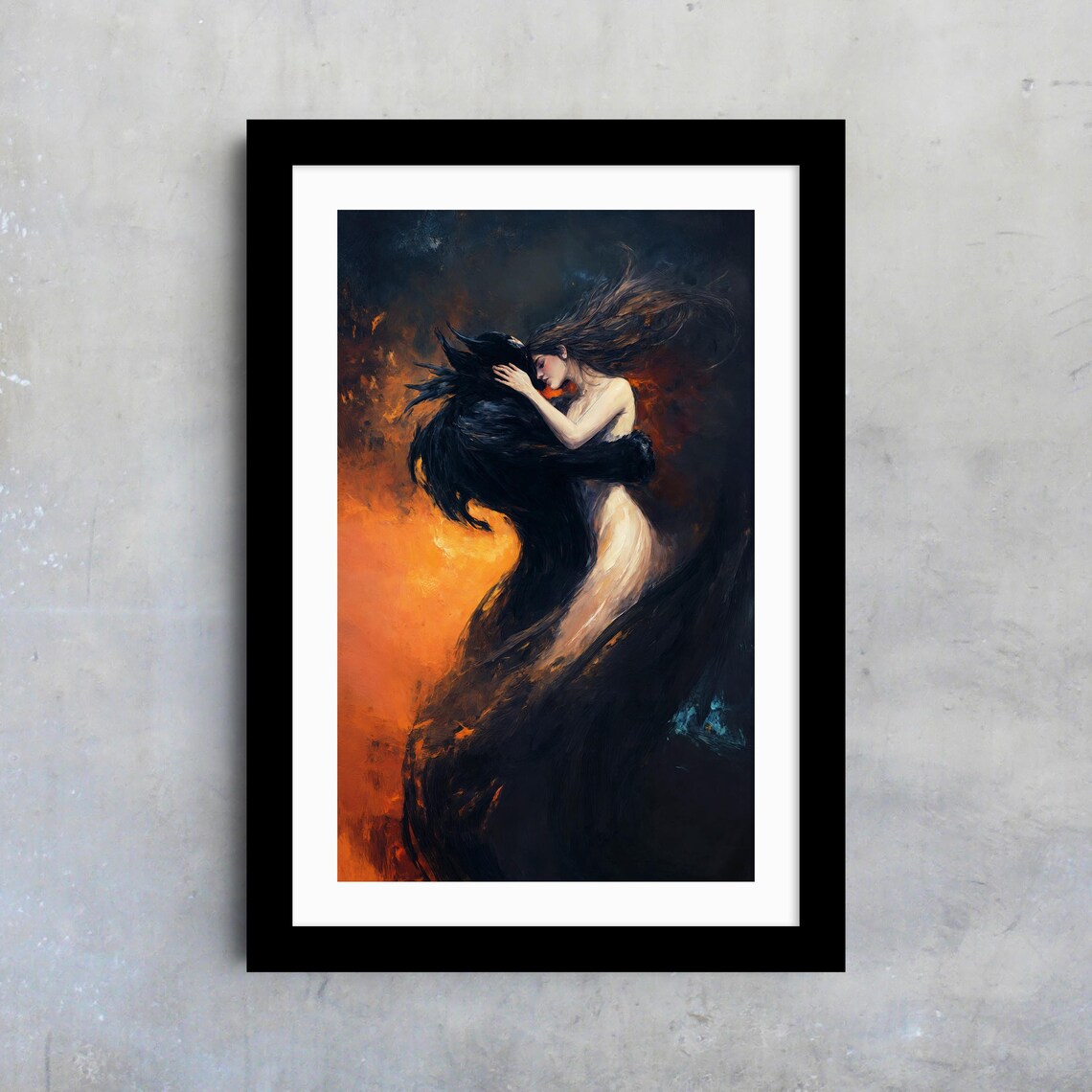 Mystical Demon and Maiden Scene Gothic Art Print - Image 4