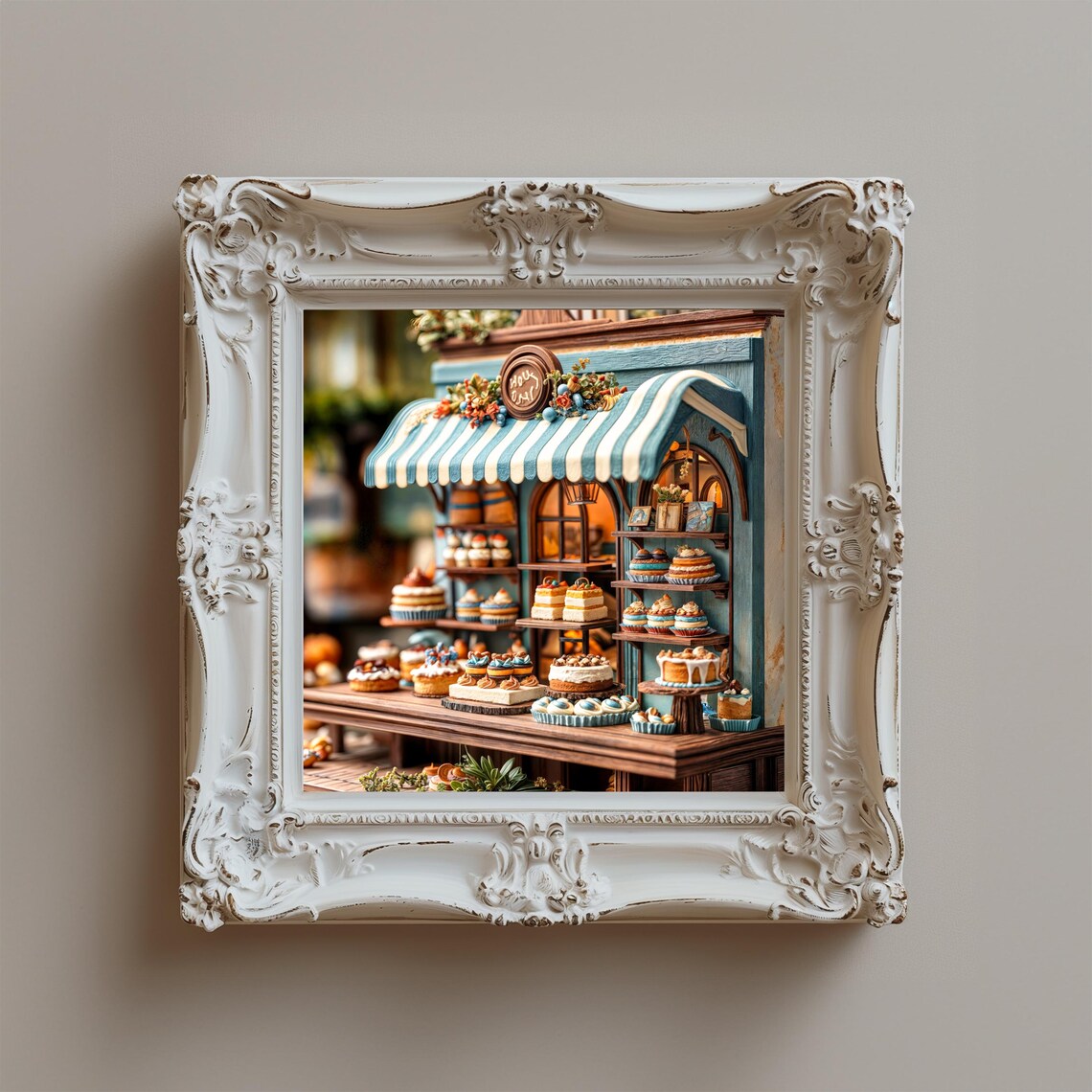 Miniature French Patisserie Dollhouse Cakes Bakery Shop Art Poster