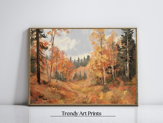Vibrant Autumn Forest Orange Golden Foliage Fall Landscape Poster