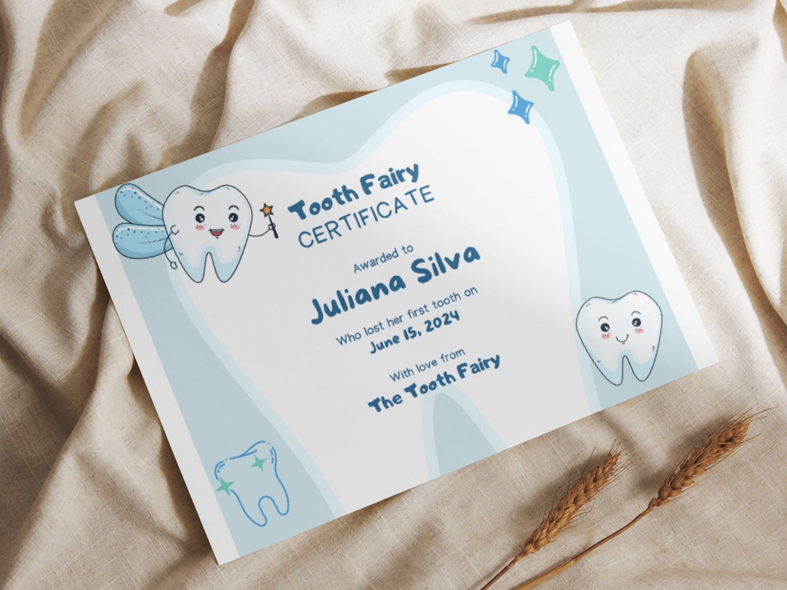 Tooth Fairy Certificate Template Cute First Tooth Keepsake Print - Image 5