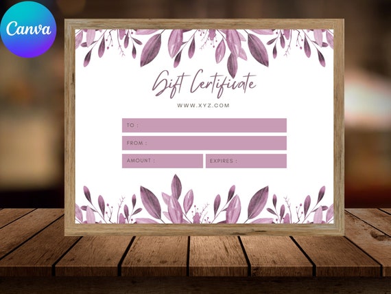 Editable Gift Certificate Template Gift Certificate Template Modern Gift Certificate Editable Gift Card Instant Gift Voucher