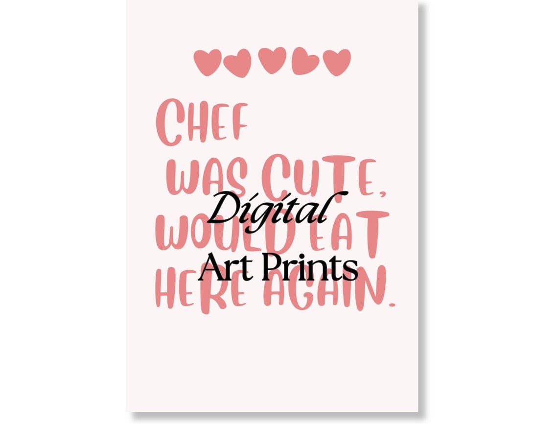 Aesthetic Kitchen Decor Cute Cooking Art Kitchen Wall Art Print Minimalist Heart Print Red Chef Art Print The Original - Image 4