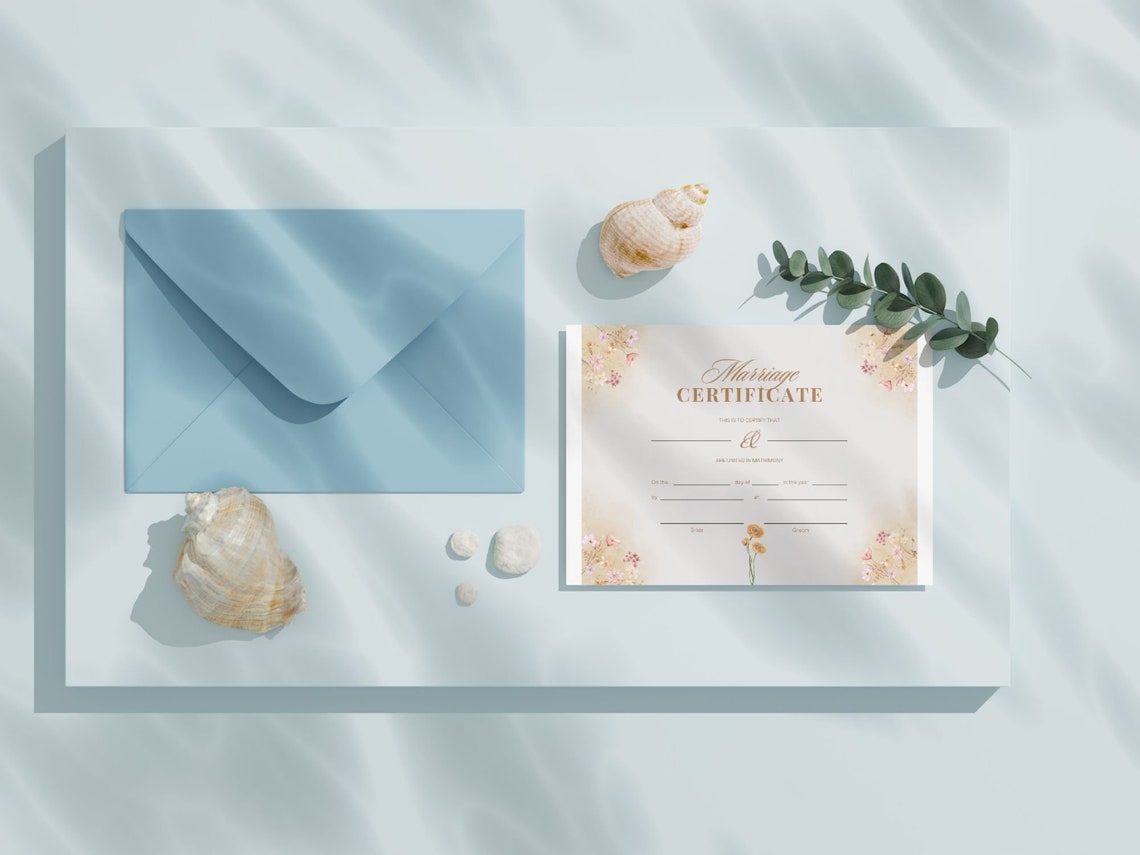 Editable Marriage Certificate Template Floral Wedding Keepsake Print - Image 4